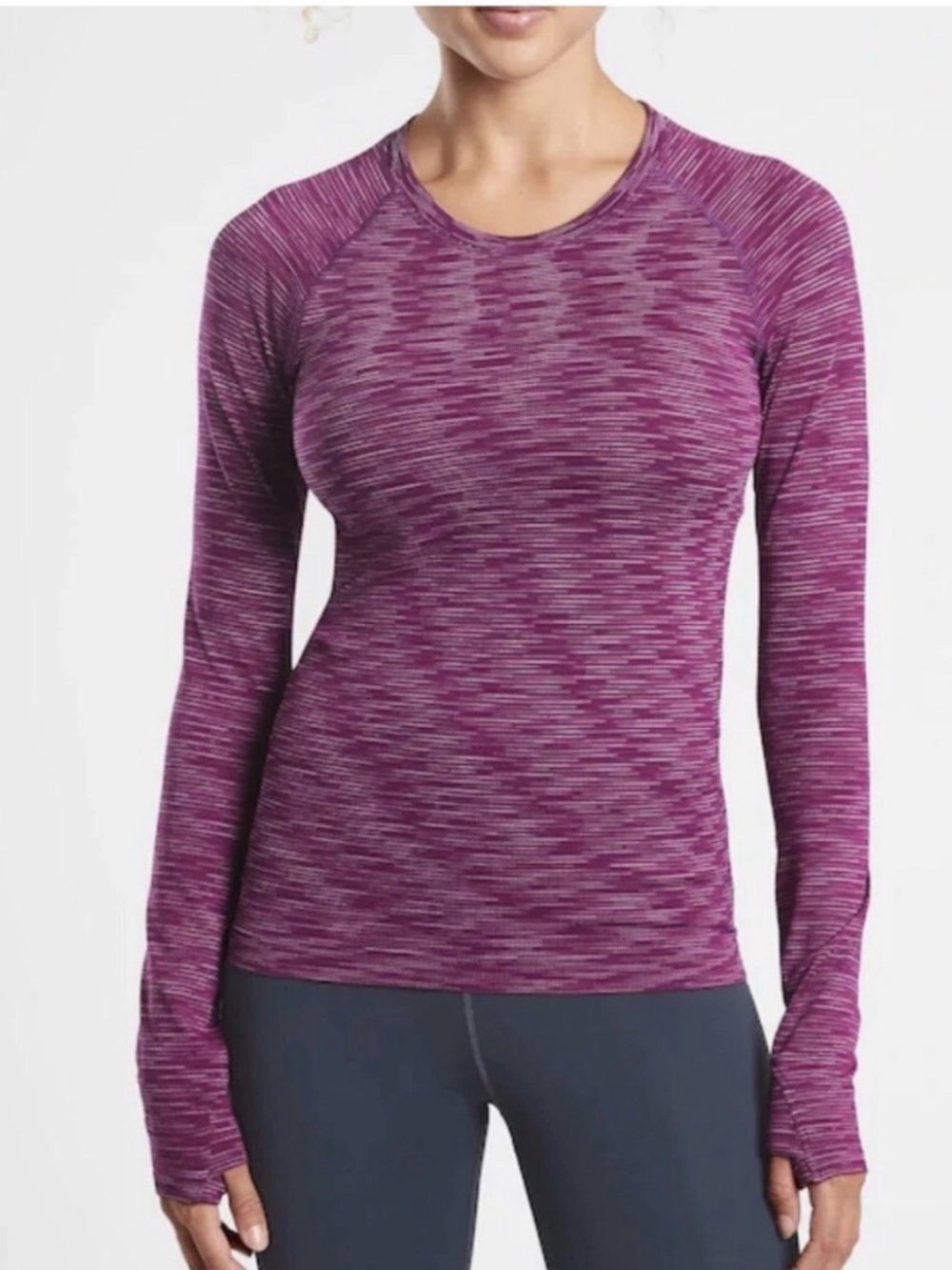 Athleta Momentum Space Dye Long Sleeve Top Sz XL Activewear Workout Yoga